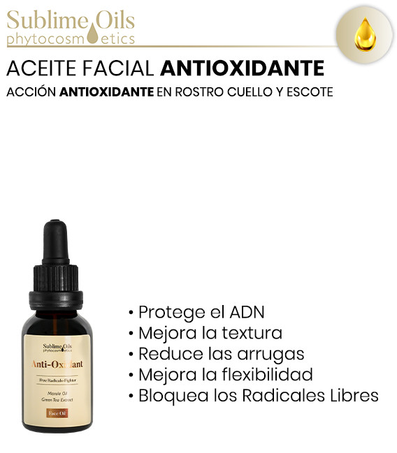 Sublime Oils Aceite Facial Antioxidante. Reduce las arrugas