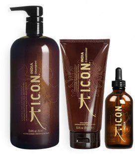 pack icon india champú formato litro acondicionador y aceite oil ideal para cabellos apagados y sin vida