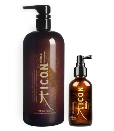 pack icon india champú formato litro y aceite dry oil ideal para cabellos apagados y sin vida