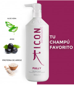 Champú ICON fully para cabellos finos o de estructura media formato 1 litro con aloe y acai