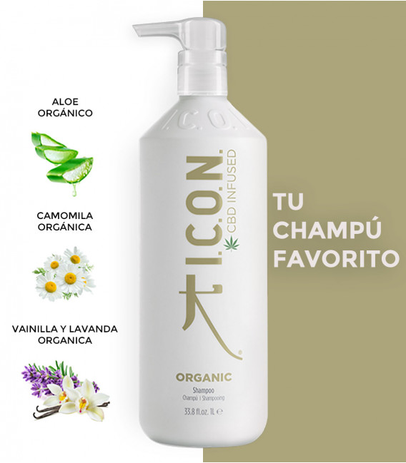 Champú ICON ORGANIC en formato litro para cabello y cuero cabelludo sensible