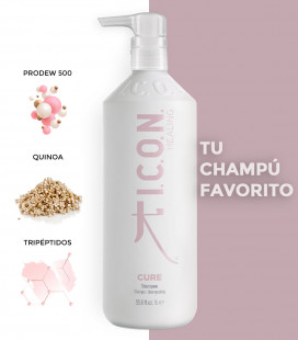 Champú ICON CURE en formato litro para cabellos finos, teñidos y dañados con prodew 500