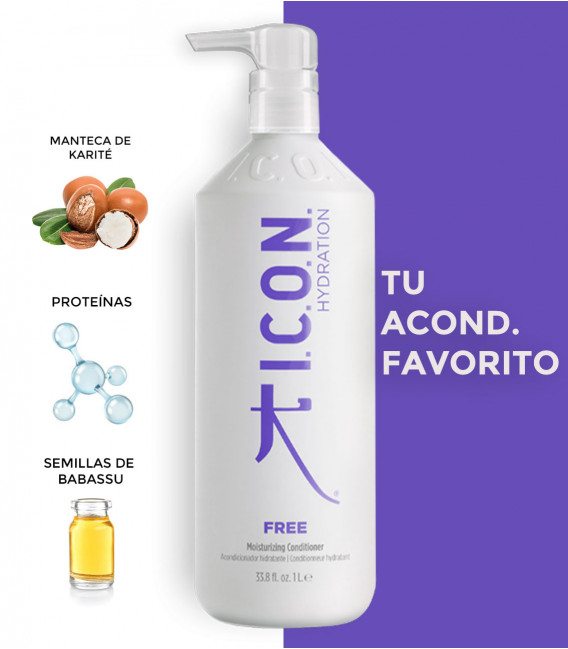 Acondicionador Free formato litro para cabellos secos o deshidratados con manteca de karité