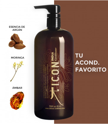 Acondicionador ICON INDIA formato litro nutre y trata el cabello para obtener brillo intenso con aceite de argán y moringa