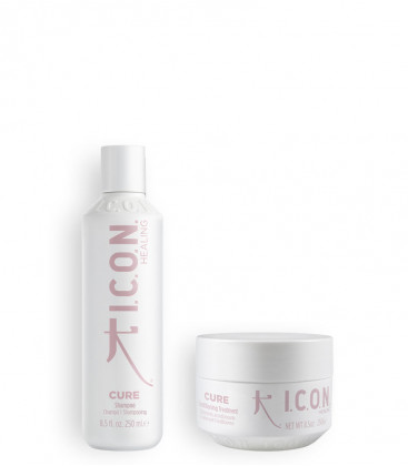 pack icon cure champú y acondicionador ideal para cabellos finos y teñidos