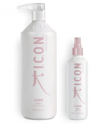 pack cure champú formato litro y spray revitalizante ideal para cabellos finos y teñidos