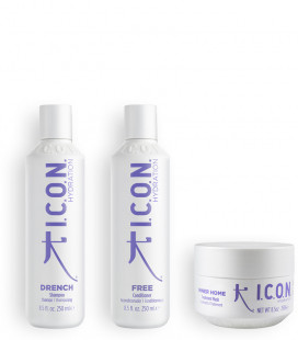 Pack icon hidratación drench free e inner en formato 250ml para cabellos secos o deshidratados