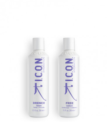pack icon hidratacion champú drench y acondicionador free para cabellos secos o deshidratados