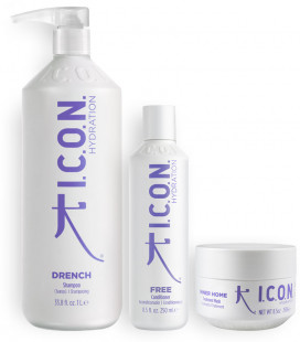 pack icon hidratacion drench un litro para cabellos secos o deshidratados