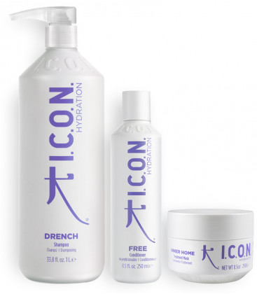 pack icon hidratacion drench un litro para cabellos secos o deshidratados