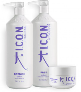 pack icon hidratacion champú y acondicionador formato litro para cabellos secos o deshidratados