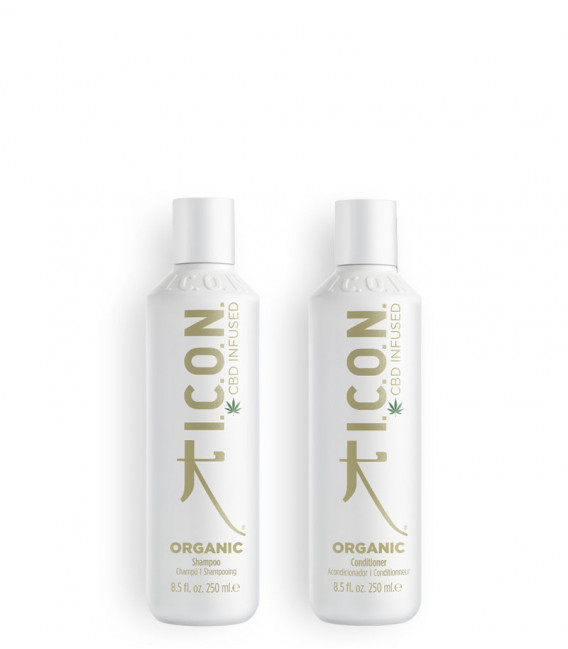 Pack icon Organic champú y acondicionador para cabellos dañados y cueros cabelludos sensibles
