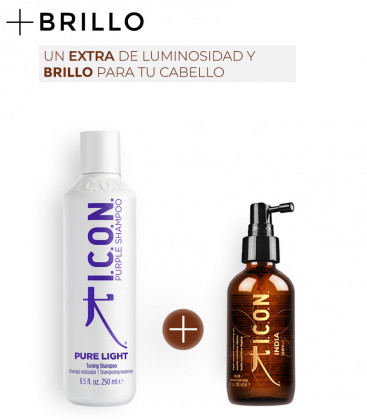 pack icon pure light para matizar cabellos y eliminar tonos anaranjados y amarillentos. Recupera el brillo