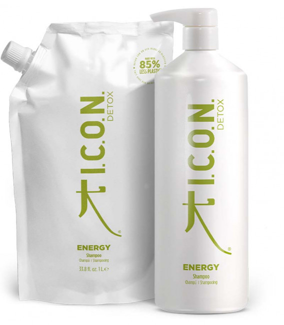 Champú ICON ENERGY Rellenable para cabellos grasos y con descamación.