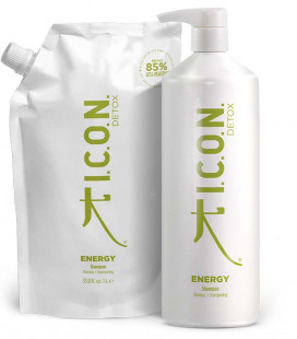 Champú ICON ENERGY Rellenable para cabellos grasos y con descamación.