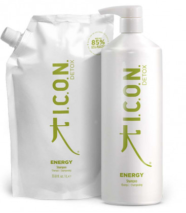 Champú ICON ENERGY Rellenable para cabellos grasos y con descamación.