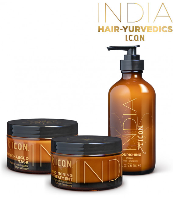 Nuevo Pack INDIA hidratante y nutritivo de ICON. Champú, mascarilla y tratamiento