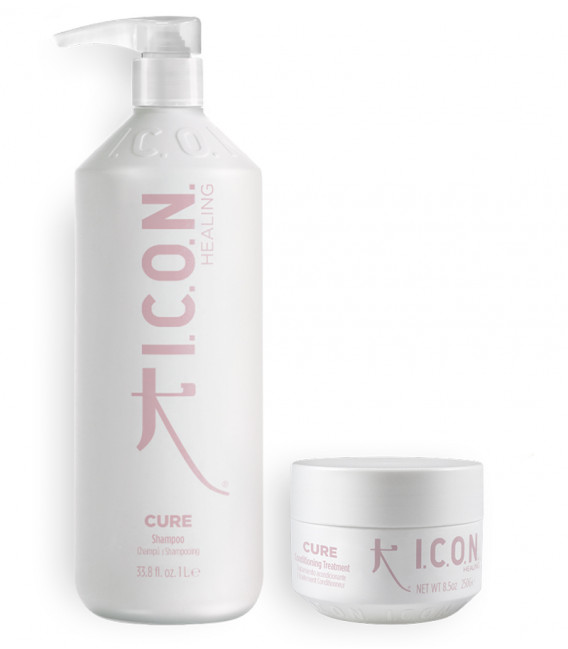pack icon cure champú 1L y acondicionador ideal para cabellos finos y teñidos
