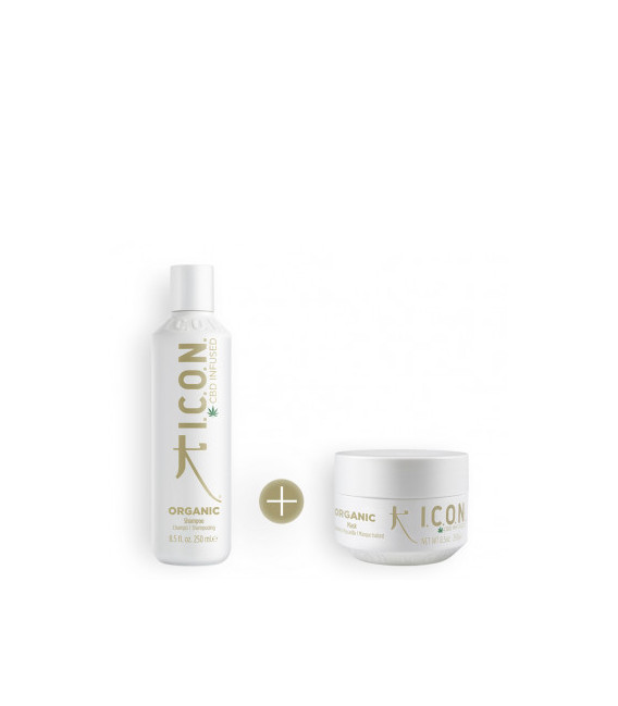 pack icon organic para reparar el cabello en profundidad con el champú y el tratamiento icon organic