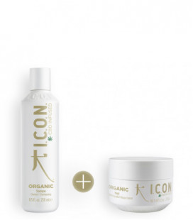 pack icon organic para reparar el cabello en profundidad con el champú y el tratamiento icon organic