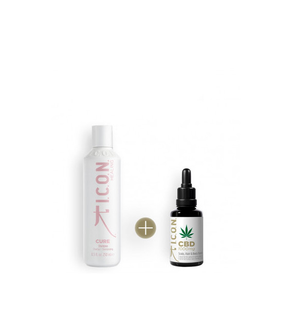 Champú icon cure y aceite organic para tener un cabello más denso y con más volumen