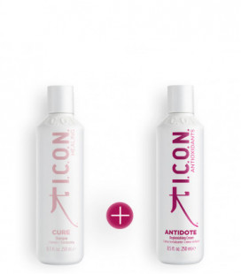 Champú icon cure y tratamiento icon antidote para proteger eficazmente el cabello de agresiones medioambientales