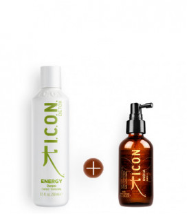 champú icon energy para cabellos grasos y aceite icon india dry oil para proteger y nutrir el cabello