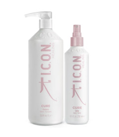 pack cure champú formato litro y spray revitalizante ideal para cabellos finos y teñidos