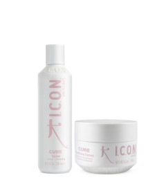 pack icon cure champú y acondicionador ideal para cabellos finos y teñidos