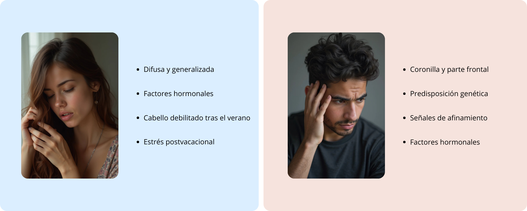 Caída de cabello en hombres y mujeres en otoño